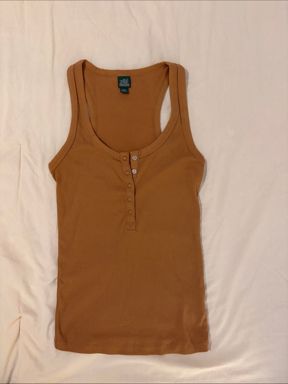 wild fable Ribbed Henley Tank Top - Caramel Brown